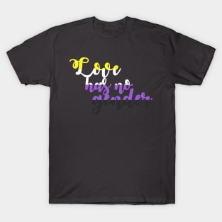 Love has no gender non-binary flag T-Shirt